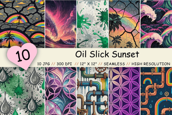 Download Oil Slick Sunset Seamless Pattern - Slick Collection