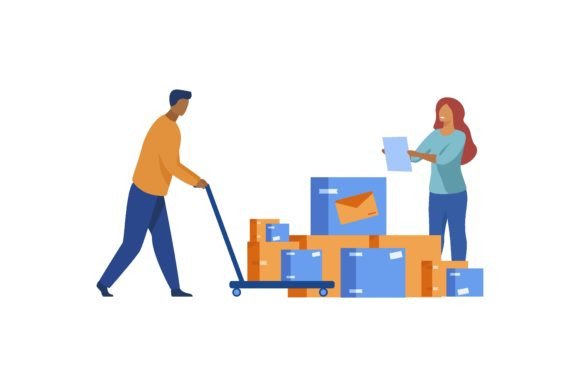 Download Postman Giving Parcel to Customer - Premium Resources