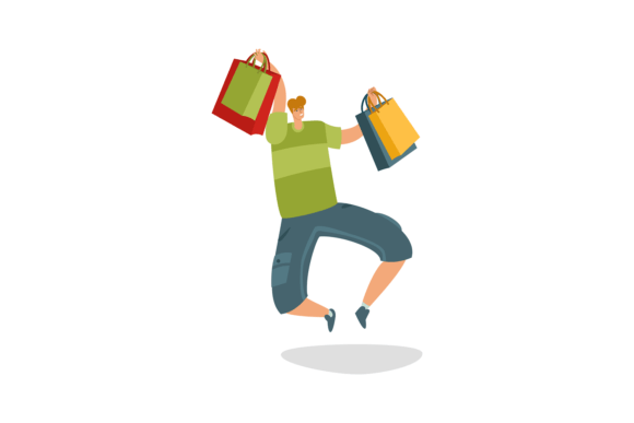 Download Jumping Customer with Shopping Bags. Sho - Customer Collection