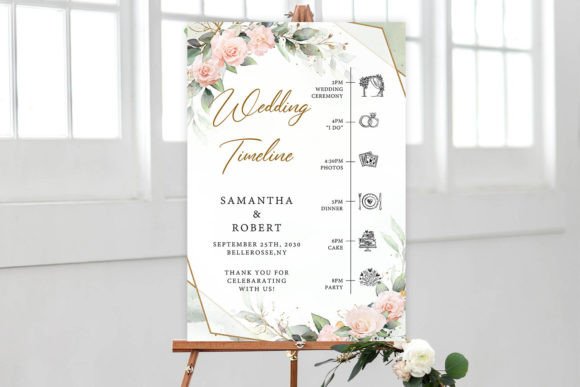 Download Soft Pink Roses Wedding Timeline Poster - Soft Collection