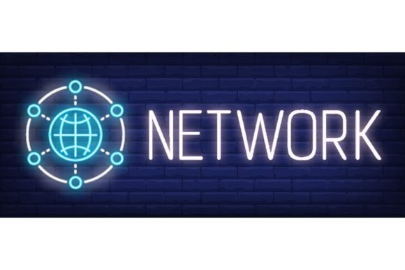 Download Network Neon Text with Global Internet S - Network Collection