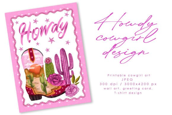 Download Howdy Soft Pink Feminine Western Art - Soft Collection